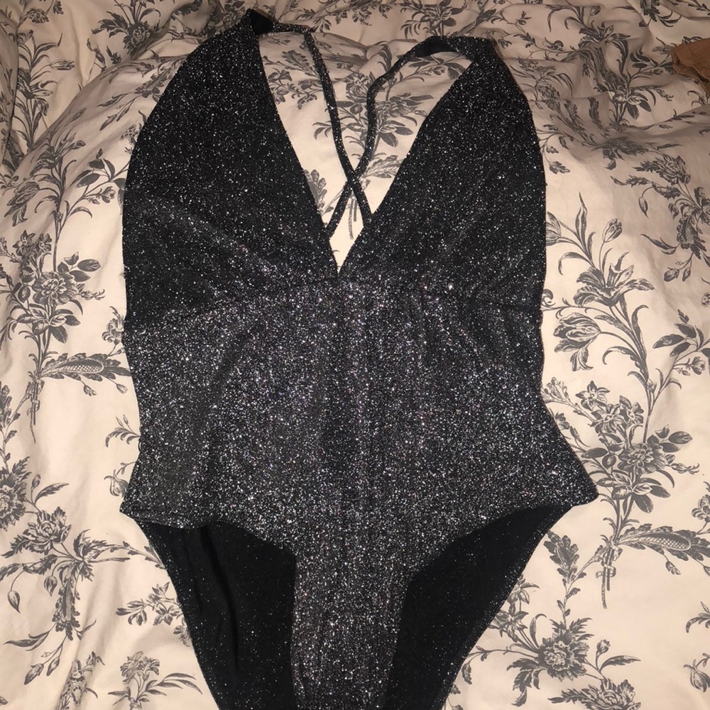 open back glitter body suit